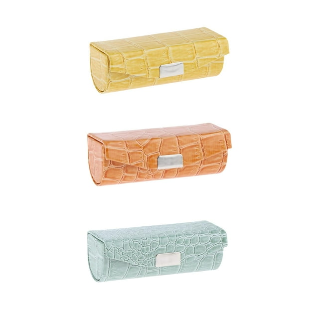 3x Estuche De Barras De Labios Amarillo Y Verde Grisáceo Y Naranja jinwen Estuche de pintalabios con espejo