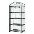 thumbnail image 2 of 4 Tier Mini Greenhouse with PVC Cover & Roll-Up Zipper Door, Portable Waterproof Greenhouse for Garden Backyard, 27" x 19" x 62", Transparent, 2 of 12