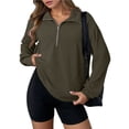 thumbnail image 2 of NMMUED Half Zip Pullover Women, Oversized Sweatshirt for Women, Pullover Sweatshirts for Women, Womens Sweatshirts No Hood, Athleisure Women, Green XL, 2 of 8