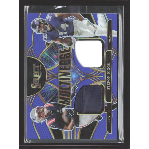 2026 Panini Select Multiverse Purple Prizm Dual Patch Stefon Diggs MVJ-SDS Football Card New England Patriots NFL Football Trading Card