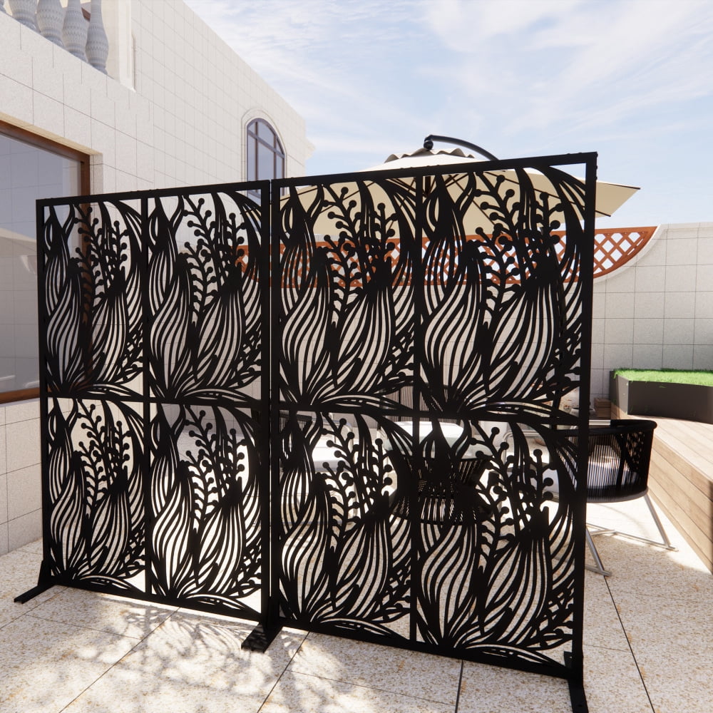 Holaki Metal Privacy Screen, 72" H x 45.3" W, Freestanding Decorative Room Divider for Balcony, Patio, Garden, Waterproof & Rustproof with Bird Shape Hollow Design, Easy Assembly