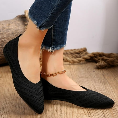 

Tuobarr Womens Dress Shoes Women s Solid Casual Pointed Shallow Cut Flat Sole Comfortable Single Shoes Black US Size 7.5