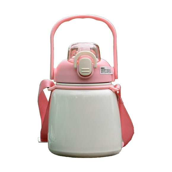 Botella de agua aislada 650ML 304 botella de paja de acero inoxidable para oficina al aire libre escuela rosa