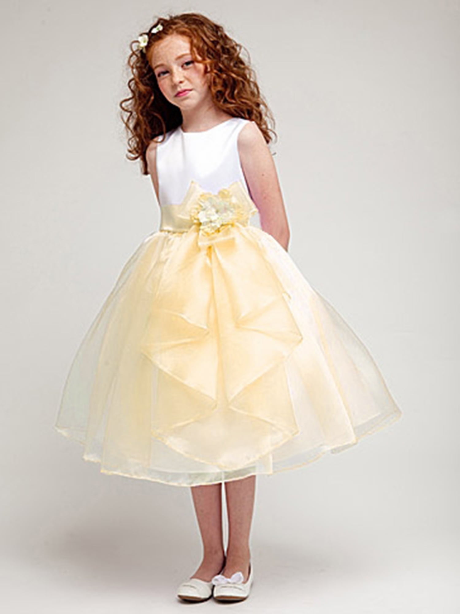 organza flower girl dress with ruffled skirt