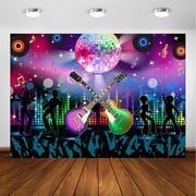 Karaoke Party Decor Rock and Roll Backdrop Hip Pop Theme Birthday Party Decorations Back to 70s 80s 90s Disco Party Photography Background for Adults Let's Glow Neon Dance Banner (7x5ft)