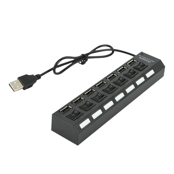 VALSEEL 7 Ports USB HUB 2.0 Data Hub Splitter Individual On/Off Switches USB Port Expander for PC and Laptop Electronics