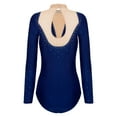 thumbnail image 4 of Doomiva Women Gymnastics Unitards Keyhole Back Bodysuit Tops Ballet Dance Leotard Figure Skating Navy Blue S, 4 of 7