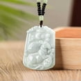 thumbnail image 3 of K-KED Natural Myanmar Light Green Jade Zodiac Pendant Jade Necklace-Monkey, 3 of 6