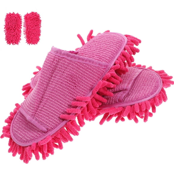 STOBOK Mopping Slippers for Women in Rose Red Cloth 1 Pair