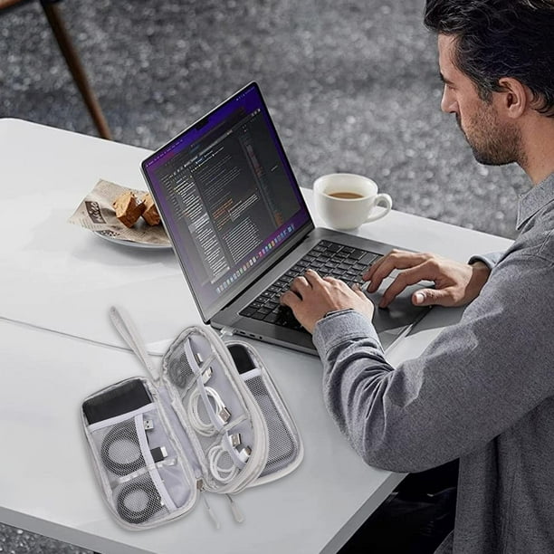 Bolsa organizadora de cables | Estuche para guardar cables de dispositivos electrónicos | Estuche de viaje para cables con 2 compartimentos