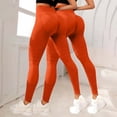 thumbnail image 2 of BODOAO Non See Through for Gym Smooth Sweat Proof Workout Resistance Band 3D Compression Full Length Capri Butt Shaping Tummy Control Orange S, 2 of 3
