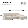 thumbnail image 4 of 104" Modular Sectional Sofa with USB Ports and Cup Holder, Chenille L-Shaped Couch with Storage Ottoman and Side Pockets, Cloud Sectional Couch for Living Room, Beige, 4 of 9