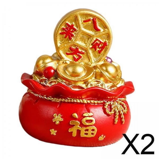 2x Lucky Money Bag Figura Tradicional China De Feng Shui Atraer Pastel Vestir Moneda