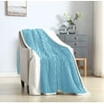 thumbnail image 2 of Super Soft Blanket For Bed or Couch - Reversible Fuzzy Sherpa Bed Blankets / All Season Cozy Blanket Comforter (Queen 90" x 90", Blue), 2 of 3