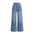 thumbnail image 4 of QUNYINEY Casual Women Jeans Baggy Mid Rise Wide Leg Blue Denim Pants Loose Fit with Pockets Jeans, 4 of 9