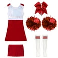 thumbnail image 2 of Jizyo Girls Cheerleading Outfit School Musical Cheer Leader Costume Sequins Dress with Shorts Pompom A Red 14, 2 of 5