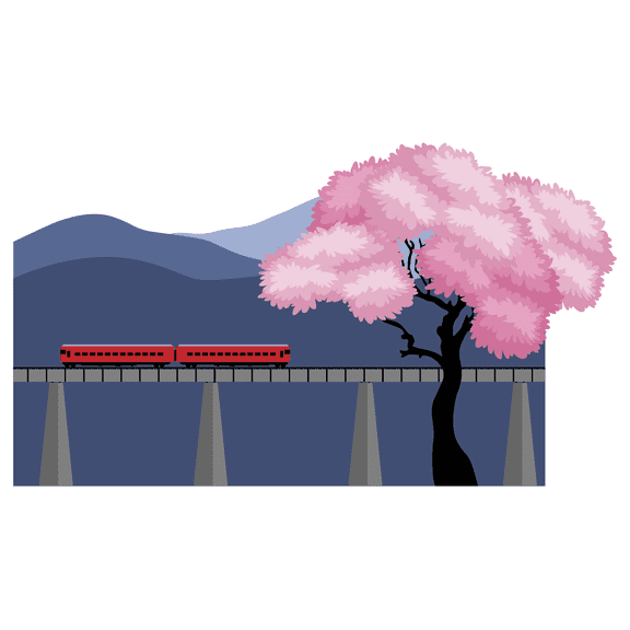Multicolored 20" x 33" Beautiful Train Journey Clipart Vinyl Decoration Mountains Pink Tree Fast Train Design Removable Home Kids Bedroom Wall Decal Sticker