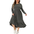 thumbnail image 2 of Agnes Orinda Women's Plus Size Easter Dress Long Sleeve Tiered A Line Dresses with Pockets 3X Gray, 2 of 5