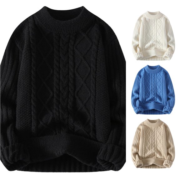 Uikmnh Men's Casual Solid Crew Neck Sweater Coat Long Sleeve Knitwear Outerwear for Daily Wear