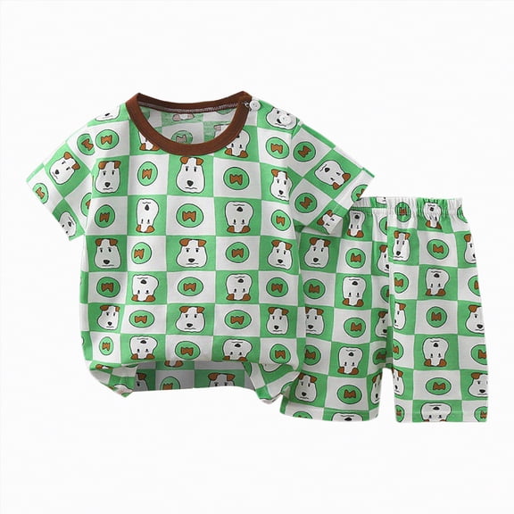 TOWED22 Infant Baby Boy Outfits 2pcs Short Sleeve T-Shirt Tee Pattern Casual Pocket Shorts Toddler Clothes(Green,6-12 M)