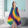 thumbnail image 6 of Colorful Rainbow Tie Dye Spiral Pattern Hooded Bath Towel，60"x35" for Ages 3 To 12 Kids, Quick Dry Lightweight Soft Microfiber Hood Beach Towel Cover Up for Kids, 6 of 7