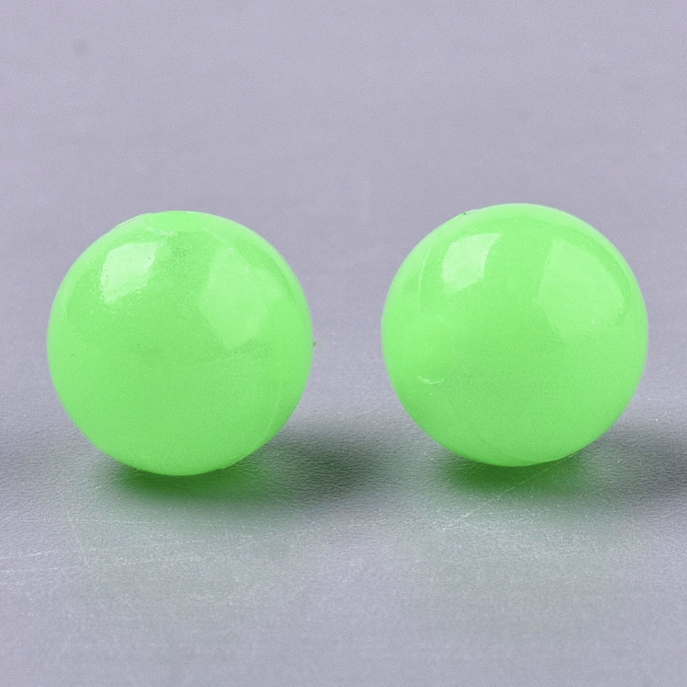 500gs Luminous Acrylic Beads Glow in the Dark Round Lawn Green 8mm Hole: 1.8mm about 1850pcs/500g Acrylic