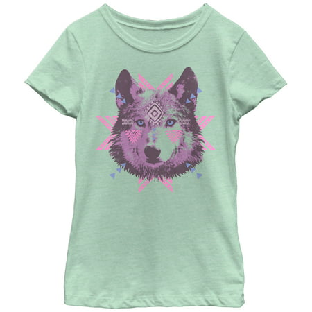 Girls' Tribal Wolf Face T-Shirt