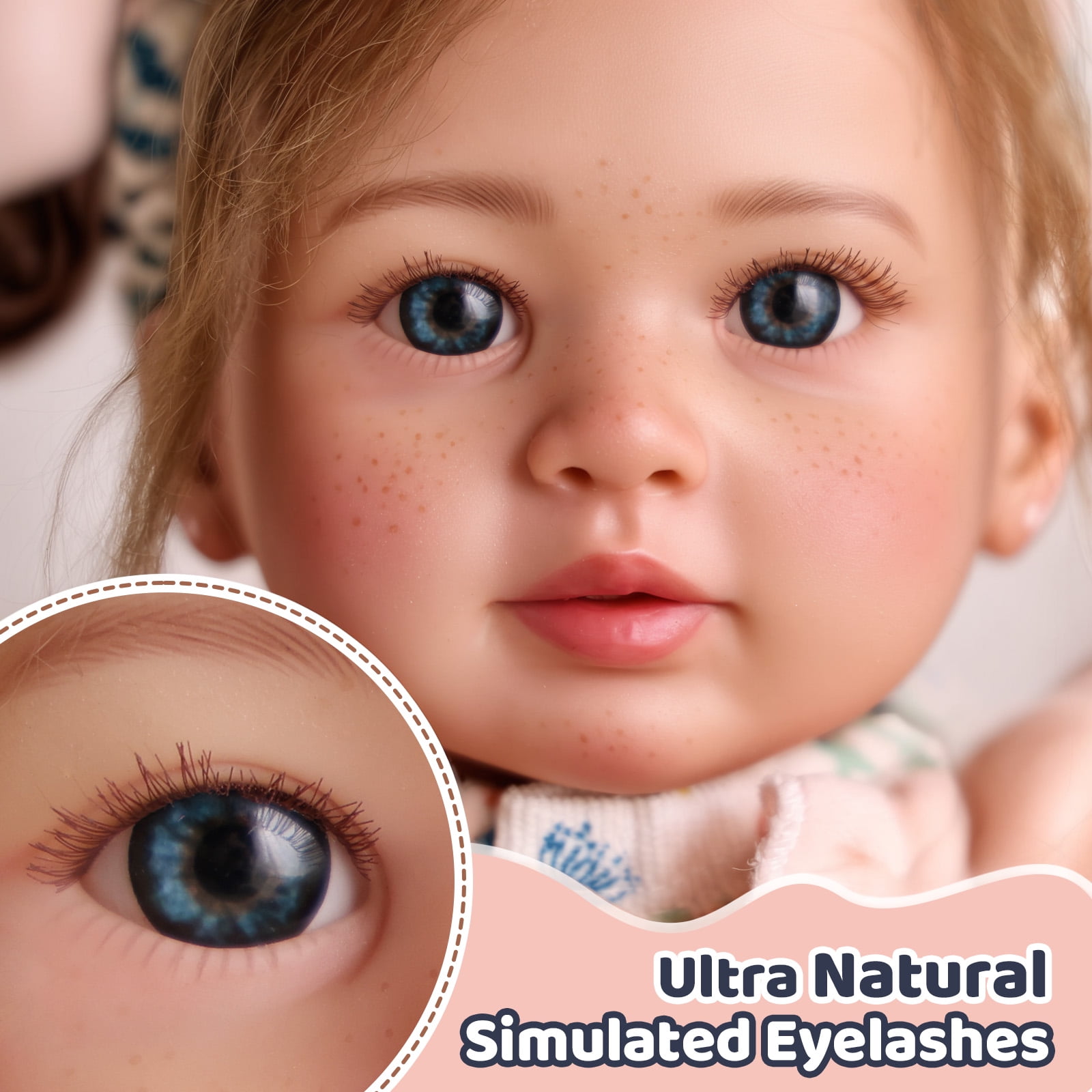 RSG Lifelike Reborn Baby Dolls Candy - 22 InchBaby Doll Brown Hair Girl Handmade Real Life Toddler Dolls with Clothes and Toy Accessories Gift for Kids Age 3+