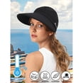 thumbnail image 4 of Helii Women 2 in 1 Convertible Wide Brim Sun Hat with Visor, Ponytail Crownless Removable Cap Packable Foldable UV Protection Breathable Cotton Hat for Travel Hiking Beach Black,One Size, 4 of 6