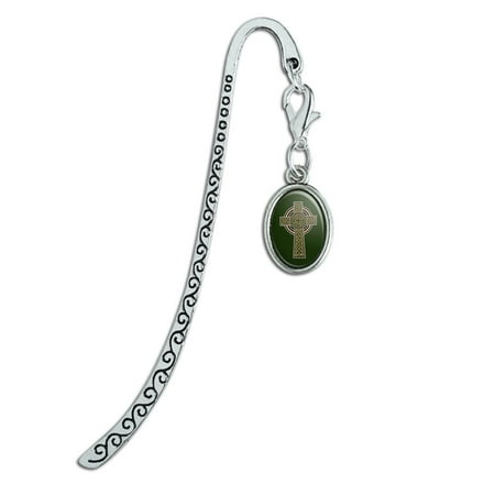 Christian Christmas Bookmarks - Celtic Christian Cross Irish Ireland Metal Bookmark Page Marker with Oval Charm