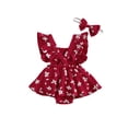 thumbnail image 3 of EYIIYE Bébé Fille Floral Robe Romper + Bandeau Volant Licou Body, 3 of 6