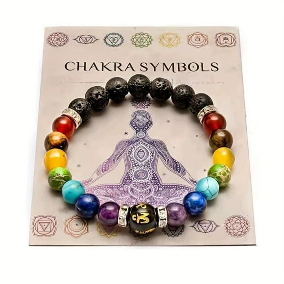 Bmisegm Colorful Natural Stone Handmade Bracelets Unique Designs for Men and Women for Anxiety Yoga Meditation Energy Bracelets Black