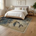 thumbnail image 3 of ODIKA Nautical Map Ocean Compass Motif Coral Border Vintage Turtle Flowing Non-Slip Chair-Friendly Floor for Dining Room, Under Table, Office, 3 of 7