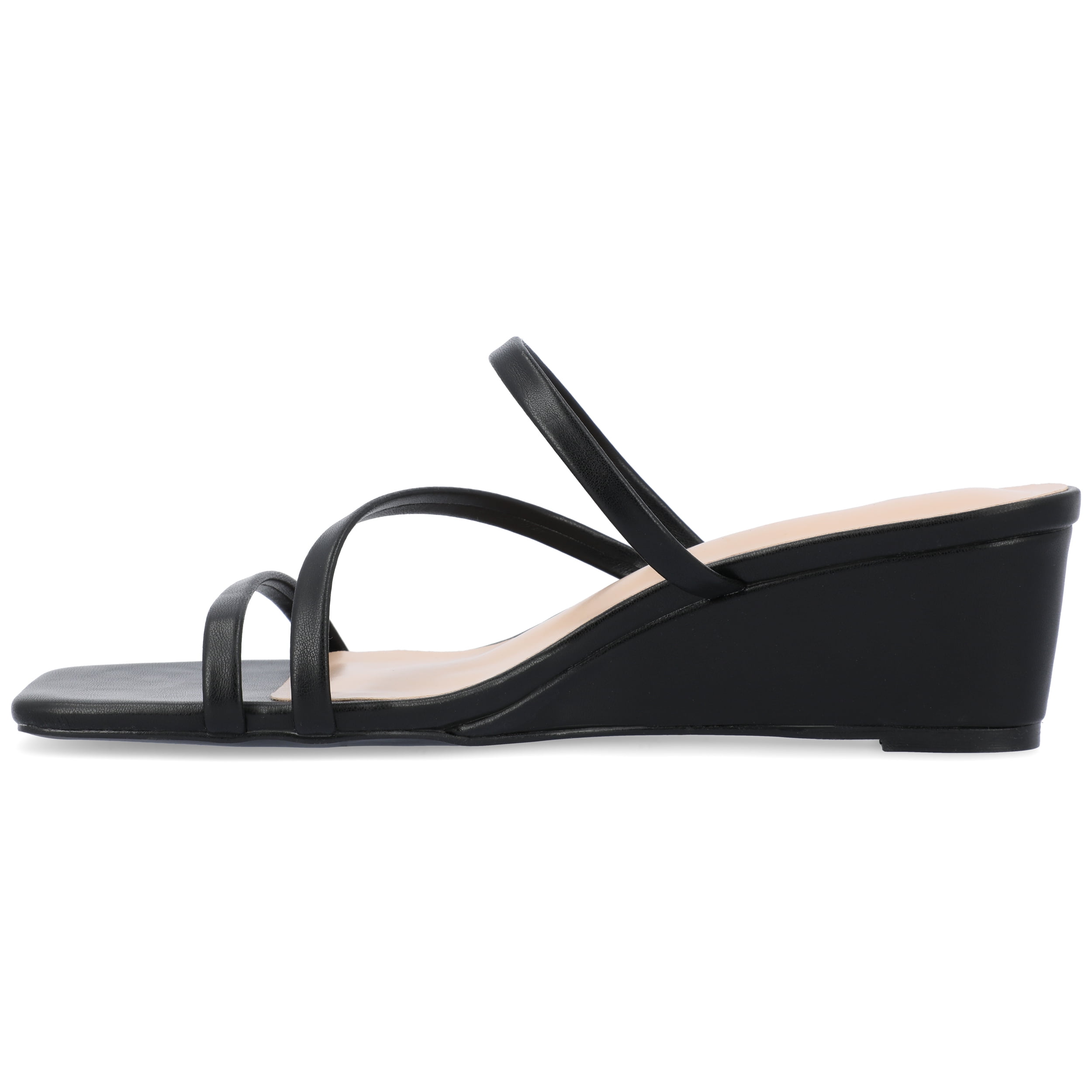 Journee Womens Takarah Crossover Strap Slip On Wedge Sandals