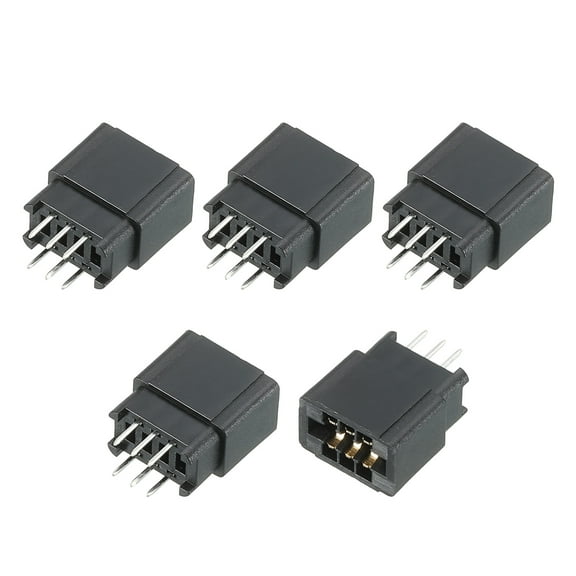 Card Edge Connector Black Socket Straight Connection 6 Pin 2.54mm Pitch for PCB Circuit Board, Game Console, Pack of 5