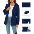 thumbnail image 3 of Business Casual Jackets for Women New Womens Rain Jacket Packable Fashion Lightweight Outdoor Climbing Coat with Hood Casual Waterproof Outerwear Navy XL, 3 of 8