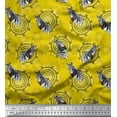 thumbnail image 1 of Soimoi Yellow Cotton Duck Fabric Circle & Face Animal Print Fabric by The Yard 42 Inch Wide, 1 of 1
