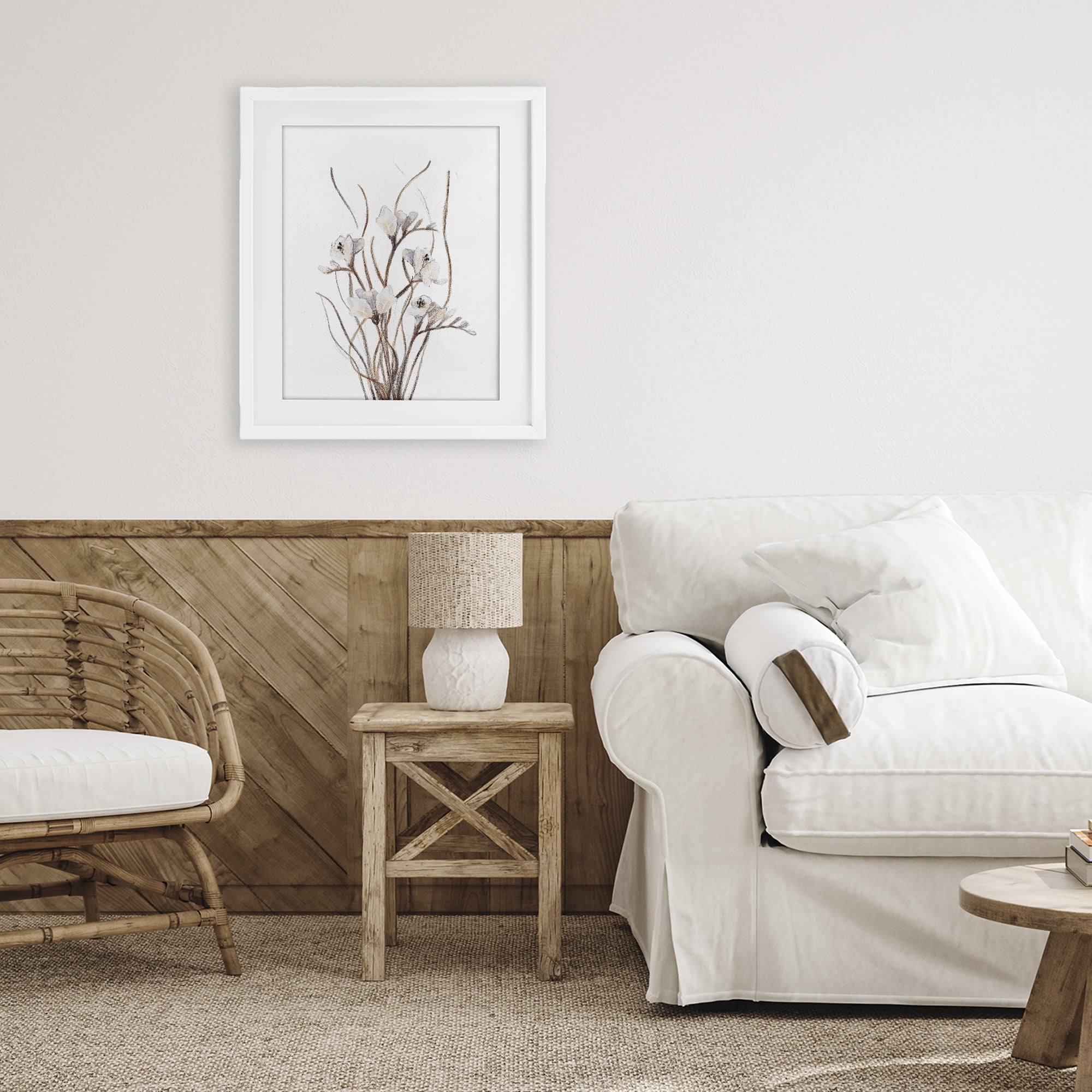 Stupell Industries Curly Branches on White White Framed Print Under Glass, design by Lanie Loreth