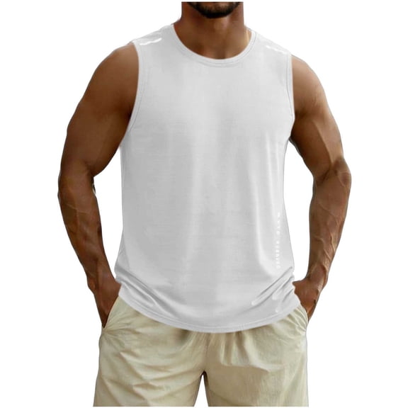 LEKWK Tank Tops Men Big and Tall Quick Dry Lightweight Athletic Tops Muscle Breathable Loose Fit Solid Workout Shirt Summer Gym Running Fitness Outfits