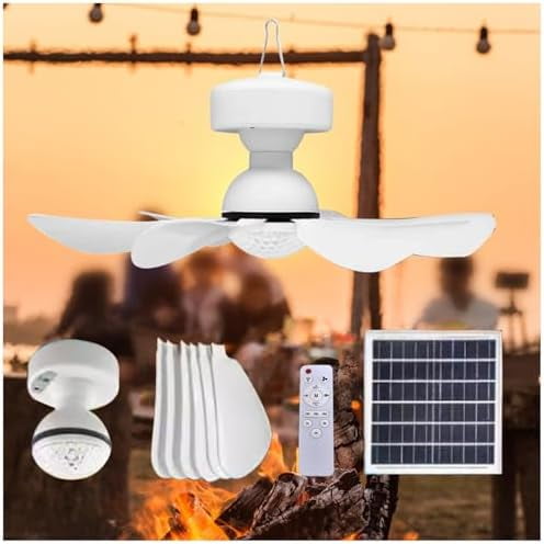 Solar Powered Fan Light Detachable Ceiling Fan 3 Color Light Remote Control can be Use for Lighting Outdoor Camping Fan$$Tools & Hardware Other