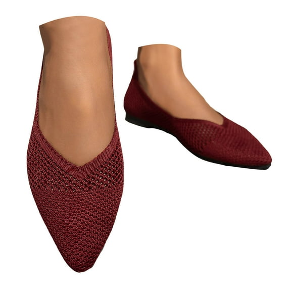 Mostsola Pointed Toe Ballet Flats Shoes for Women Dressy Casual Knit Slip on Shoes Mesh Walking Shoe