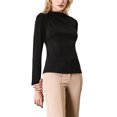 thumbnail image 4 of INSPIRAR CHIC Blusa de Manga Larga para Mujer Otoño Invierno Casual Trabajo Cuello Mock XL Negro, 4 of 5