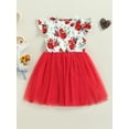 thumbnail image 4 of TSEXIEFOOFU Toddler Girls Dress, Round Neck Fly Sleeve Printed Patchwork Mesh Tulle Hem Dresses, 4 of 8