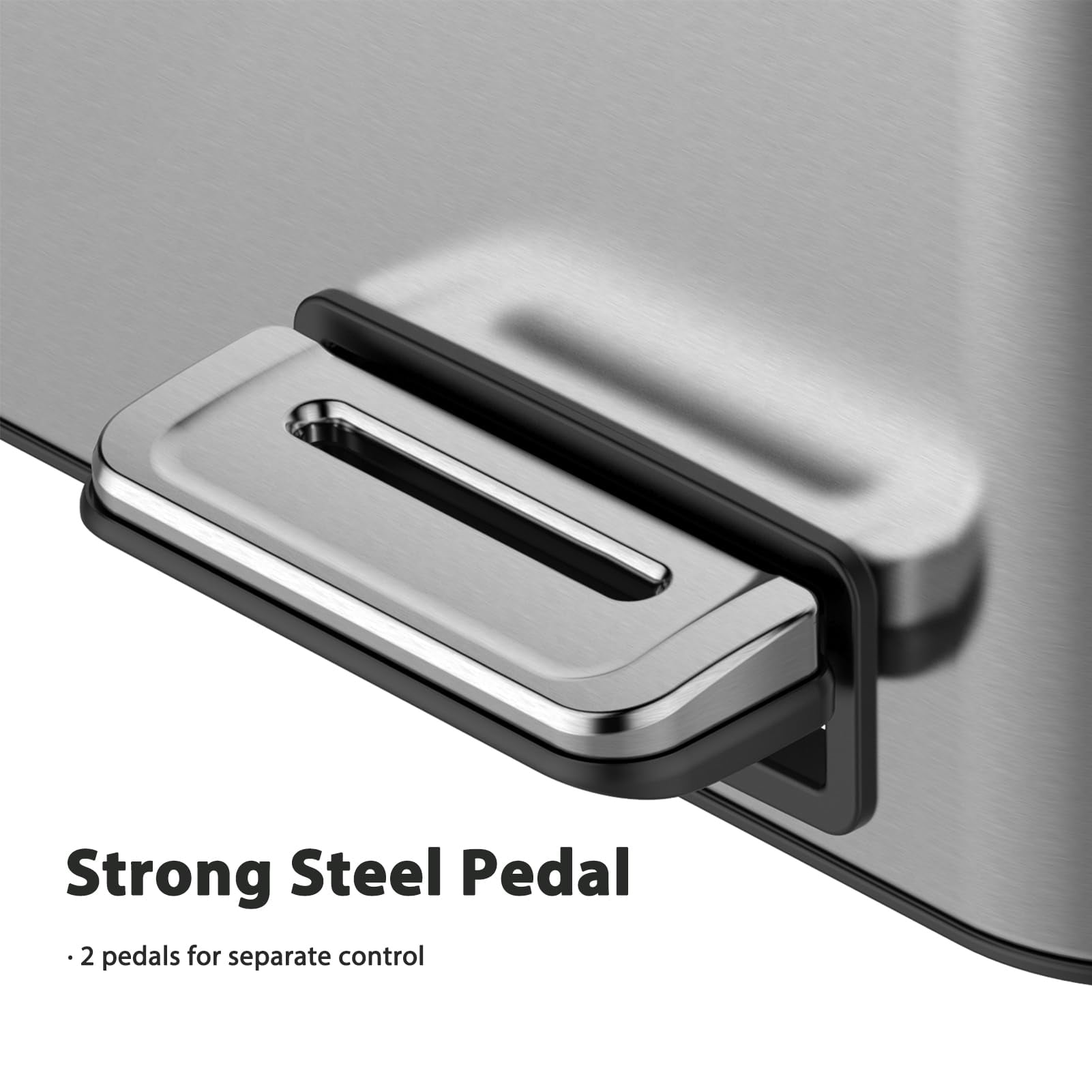 Dual Compartment Trash Can, Stainless Steel Kitchen Step Trash Can with Lids, Foot Pedals, Garbage and Recycle Bin Combo with Removable Buckets for Home Office