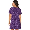 thumbnail image 3 of Hirioo Purple Glitter for Women's Nightdress Comfortable Short Sleeve Nightwear Casual Sleep Dress, 3 of 8