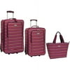 Candy Stripe II 3-Piece EVA Expandable Luggage Set, Raspberry