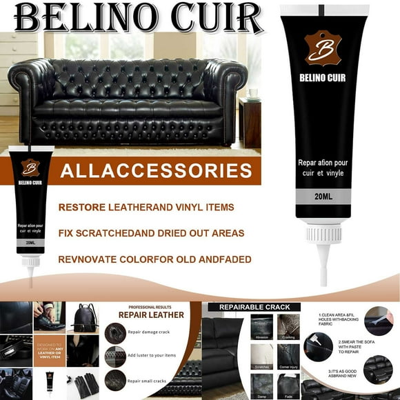 Teissuly Black Leather Repair Kits for Couches - Vinyl & Upholstery Repair Kit for Car Seats, Sofa & Furniture - Liquid Scratch Filler Formula Repairs Couch Tears & Burn Holes