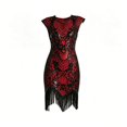 thumbnail image 5 of FASHOFT Halloween For Women Sequin Classic Victorian Style Role Play Stage Performance Fancy Dress For Holiday Party Halloween Red XXL, 5 of 5