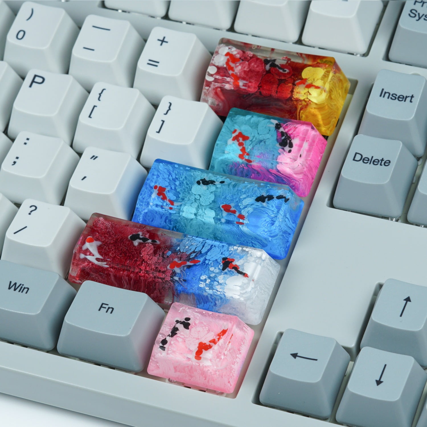 Artisan Resin Keycap, Zen Pond Design 2u Backspace for Mechanical Keyboard, Handcrafted Gift