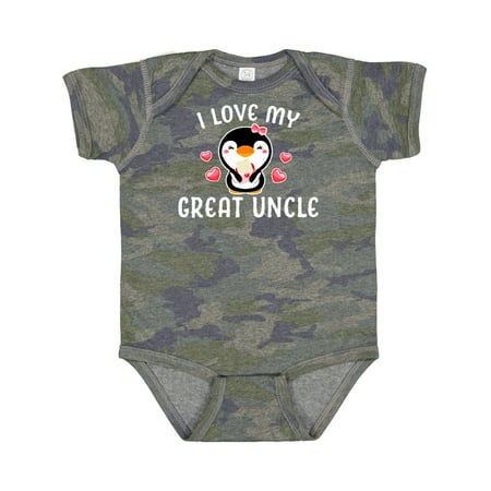 

Inktastic I Love My Great Uncle with Cute Penguin and Hearts Girls Baby Bodysuit